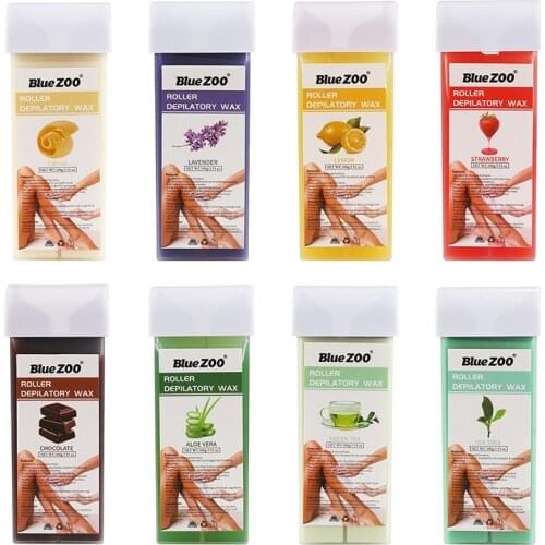 100G 12 Flavors Depilatory Wax Cartridge Refillable Roll On Wax Heater Leg Underarm Hand Hair Removal Beeswax Epilator TSLM1