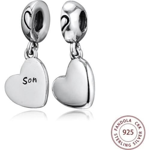 100% Real 925 Sterling Silver Mother & Son Love Dangle Charms Beads Fits Original Bracelets DIY Jewelry Making Berloques Kralen