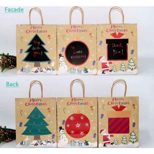 6pcs DIY Drawing Graffiti Kraft Paper Bag Personality Packaging Bag Christmas Bag Candy Cookie Gift Bag