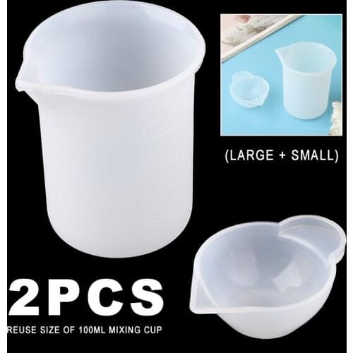 2Pcs Silicone Epoxy Resin Mixing Measuring Cups Epoxy Dispensing Mixing Stirrer Dropper Cups Jewelry Crafts Making DIY Tools
