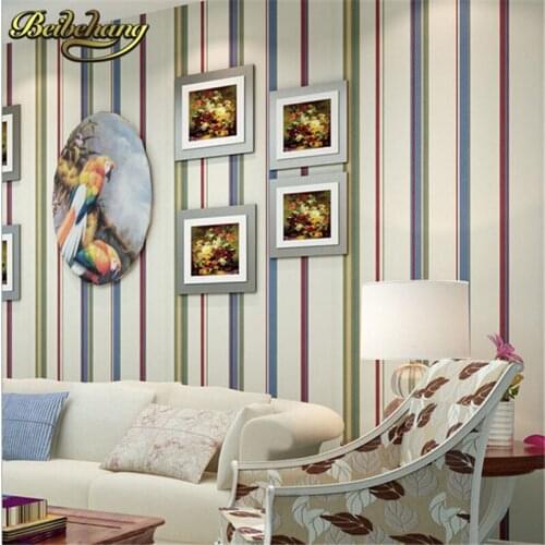 Beibehang papel parede Mediterranean Colorful Vertical Stripes Wallpapers Wall Panel Decoration 3d Wall paper Papel de Parede 3d