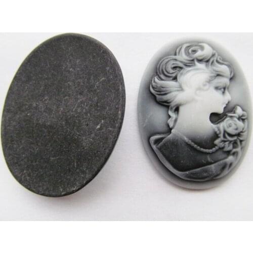 5pcs 30mmx40mm Oval Flatback Resin Relief Beauty Head Cameo Cabochon Charm,Fit Base Setting Tray Bezel,DIY Jewellery Accessory