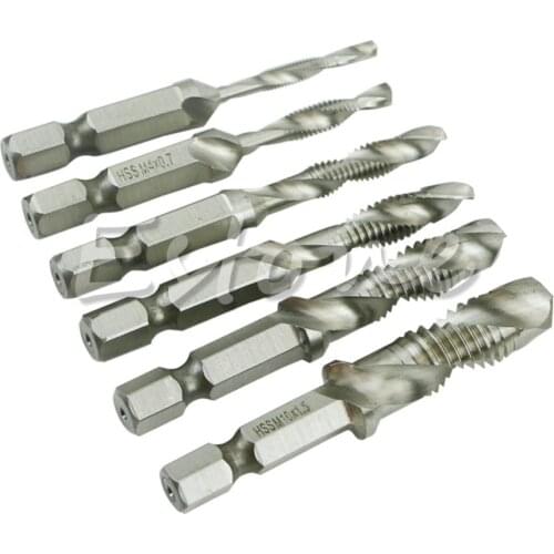 6pcs M3 M4 M5 M6 M8 M10 HSS Machine Screw Thread Metric Plug Hand Tap Drill Bits