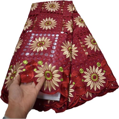 African Cotton Lace Fabric Embroidery Nigerian Swiss Voile Lace Fabric In Switzerland With Stones For Wedding Dress CP010