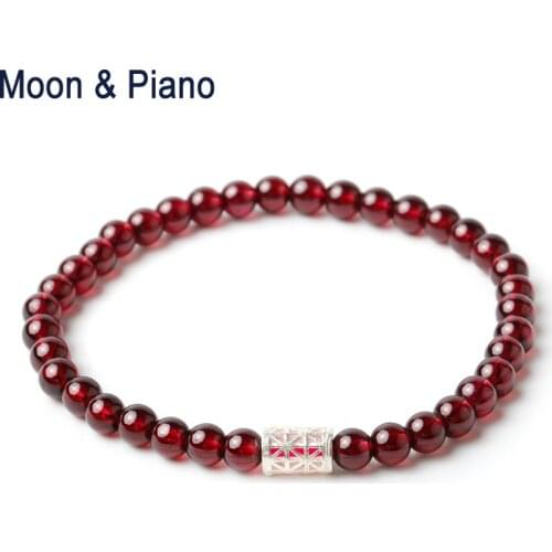 Red Garnet Strand Bracelets Trendy 925 Sterling Silver Carton Fish Jewelry for Woman Birthday Gift Anniversary Jewelry