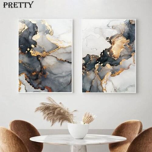 Black and Gold Marble Wall Art Canvas Painting Luxury Abstract Art Poster Prints Nordic Modern Art Aesthetic Room Decor Picture