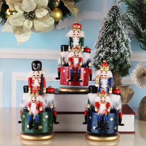 20CM Wood Christmas Nutcracker Large Puppet Wooden Handmade Crafts Home Shop Desktop Ornament Decoration Birthday Gift King Doll