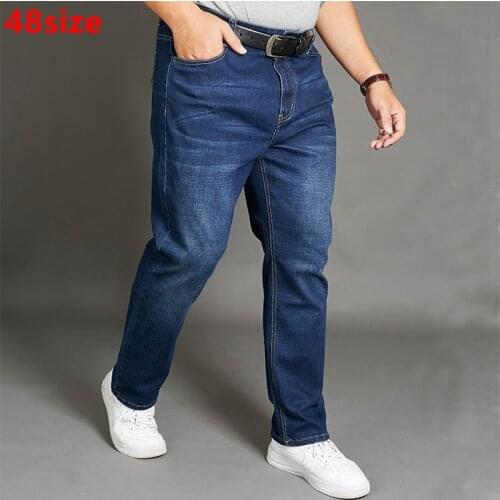 Autumn jeans mens blue large size mens jeans 140kg male elastic plus size 6XL pants mens jeans brand