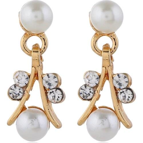 Elegant Faux Pearl Rhinestone Necklace Earrings Bracelet Bridal Jewelry Gift