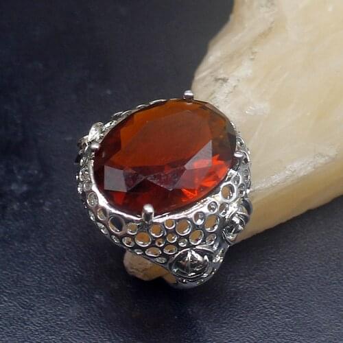 Gemstonefactory Jewelry Big Promotion Single Unique 925 Silver Adorable Honey Topaz Women Men Gifts Band Rings 7# 20212949