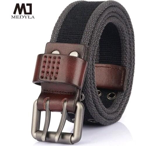 Medyla Canvas Belt Double Pin Buckle Double Hole Fashion Casual Belt For Men And Women Student Belt MN2021A