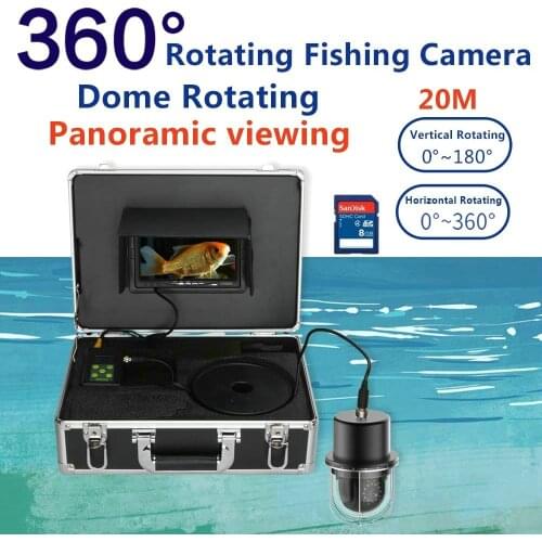 HUYIN 7 Inch DVR Recorder Underwater Fishing Video Camera Fish Finde 360° Rotating Dome Rotating Panoramic viewing Camera
