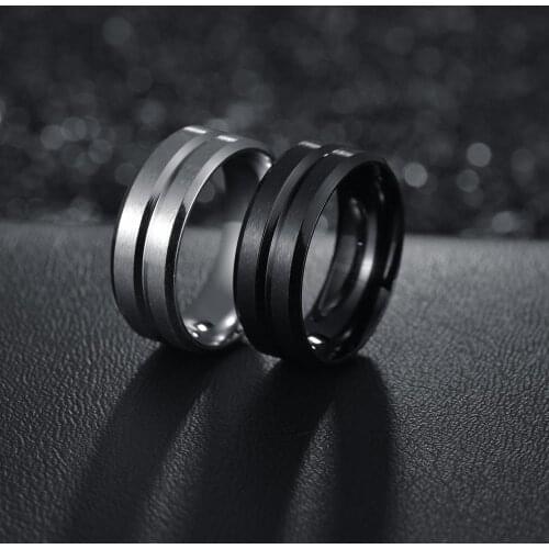 Charm Matte Groove Women Men Polished Stainless Steel Ring Convention Jewelry Wedding Band Ring Valentine Gift