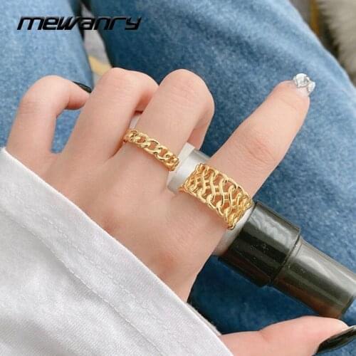Mewanry Minimalist 925 Sterling Silver Rings for Women New Trend Charm Elegant Hollow Chain Birthday Party Jewelry Couples Gifts