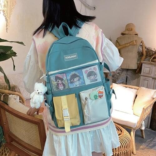 Cute Women Backpack for Girls Patchwork School Bag Female Student Nylon Large Capacity Bookbag Fashion Ladies Anti Theft Mochila