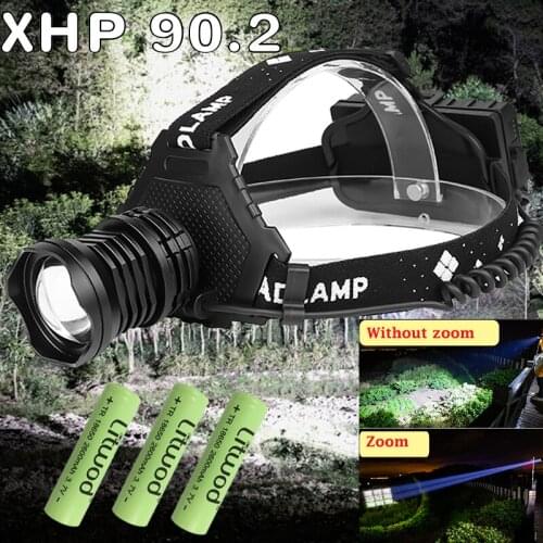 88000LM Powerful XHP90.2 Led Headlamp Head lamp USB Rechargeable Headlight Waterproof Zoomable Fishing Light Use 18650 Battery