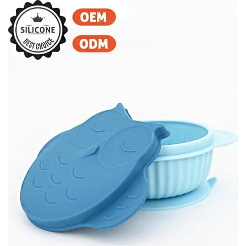Cartoon owl animal sucker bowl with lid child eating plate complementary food bowl Insulated bowl baby plate