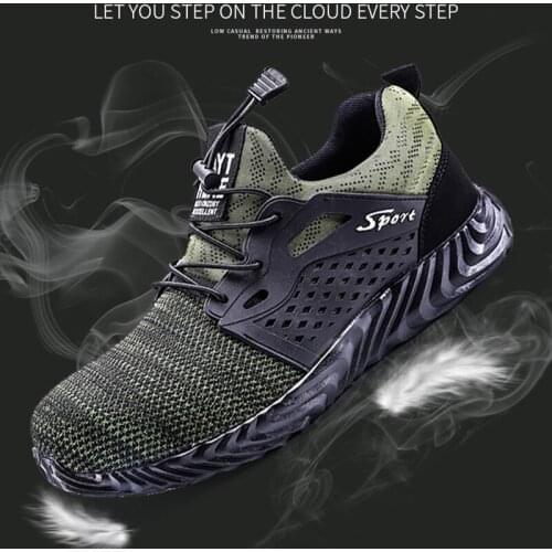 Men Steel Toe Boots Work Safety Shoes Plus Size Outdoor Tennis Breathable Protective Puncture-proof Safety Shoes Men Sneakers