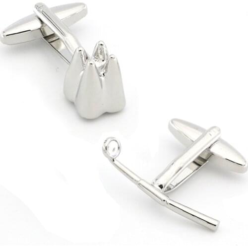Mens Dentist Cuff Links Copper Material Silver Color Tooth