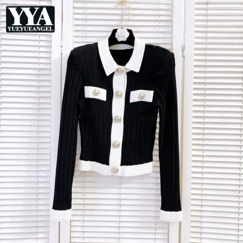 Office Ladies Single Breasted Knitting Jackets Long Sleeve Slim Sweaters Autumn Winter Casual Cardigan Sweater Female S M