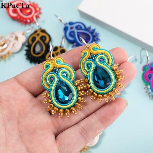 KPacTa Wholesale Soutache Handmade 2021 Fashion Ladies Earrings Sales luxury lace Earrings Women Pendant Party Girls Jewelry