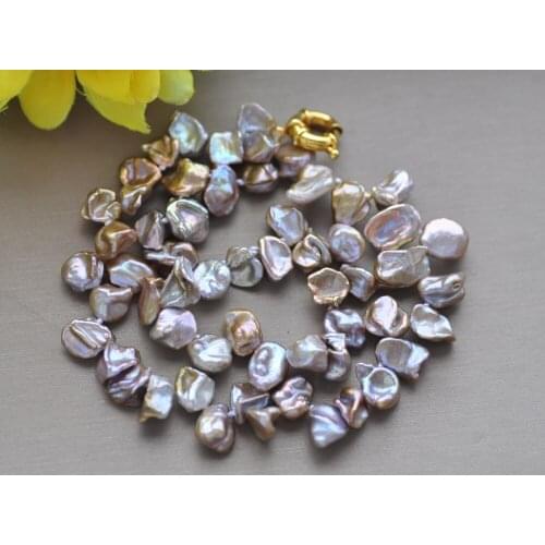 MCT·STAR Z10455 16"-24" 10mm Lavender Baroque Lamina Keshi Pearl Necklace