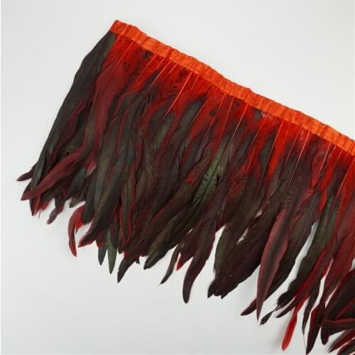 1Meter Rooster Tail Trims Coque Feather Trim Fringe Ribbon 25-30CM Feathers for Crafts Clothes Sewing Trimmings Decoration Decor