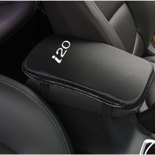 Carbon Fiber Texture Pu Leather Car Armrest Pad Auto Seat Armrests Box Pads For Hyundai I20