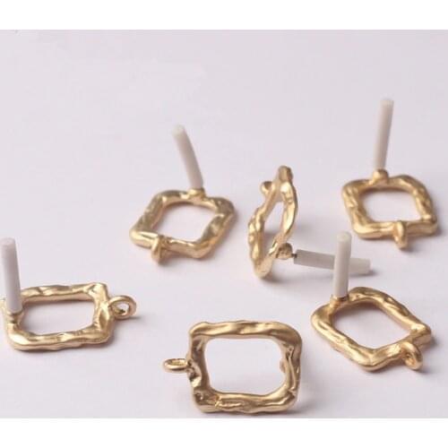 Golden Zinc Alloy Metal Hollow Rectangle Earrings Base Connectors Linker 13*16mm 6pcs/lot For DIY Earrings Jewelry Accessories