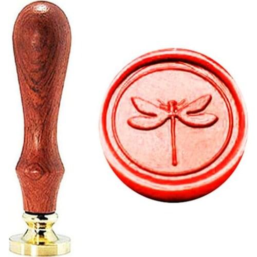 Dragonfly Wax Seal Stamp Wedding Invitations Vintage Gift Rosewood Handle Custom Picture Letter Set Kit Signature Custom
