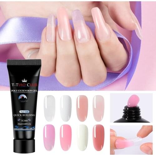 T-TIAO CLUB Acrylic Extension Gel Kit Quick Building Gel Polish Soak Off Clear Pink Nail Tips Builder Brush UV Gel Nail Art