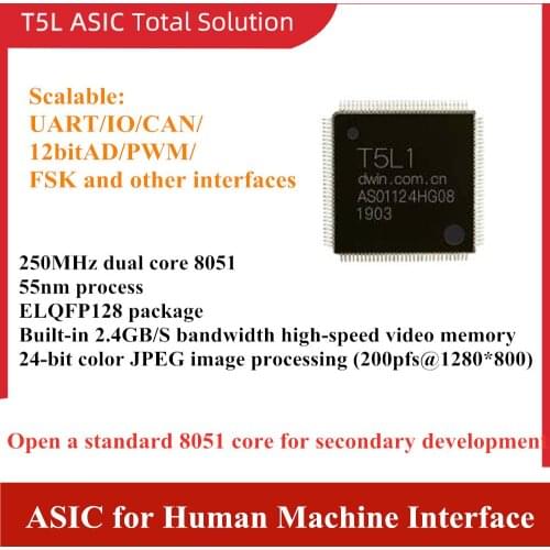 T5L1 DWIN human-machine interface AIOT application dedicated ASIC Built-in high-speed video memory Dual 8051 cores