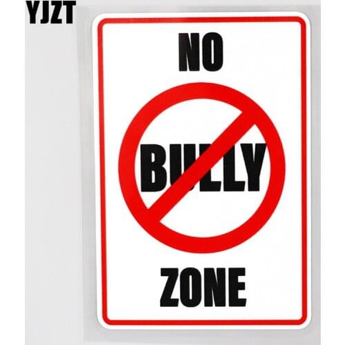 YJZT 8.6CM×12.6CM Car Sticker No Bully Zone Waterproof PVC Decal12C-0629