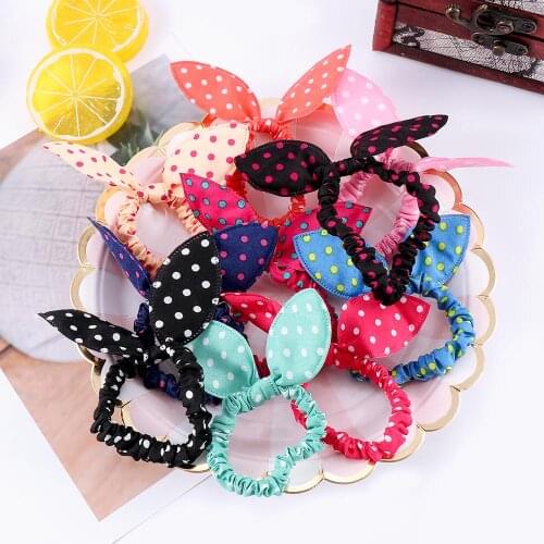 10 Pcs/lot Flower Hair Clip Decor For Baby Girl Headbands Rabbit Ears Dot Headwear Elastic Handmade Hair Rope Hair Band Accessor
