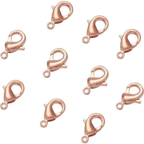 100pcs Rose Gold Brass Metal Lobster Claw Clasps Hooks Bracelet End Connectors For Jewelry Making DIY Accessories 12x7x3mm F60