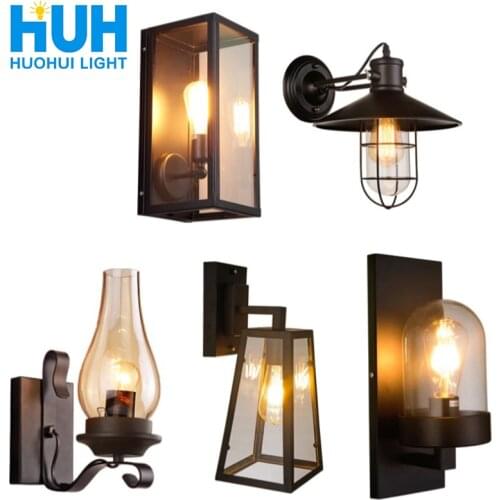 Iron Vintage Gray Glass Lamp Edison Light Shade Wall Lamp Simplicity Home Lamp Loft Decor Lamp Bedroom Bathroom Lights