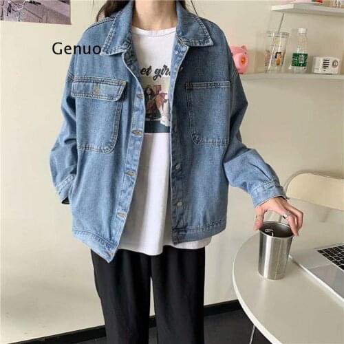 Jean Jacket Women Coats Plus Size Jeans Denim Coat Patchwork Korean Coats Casual Loose 2021 Spring Jeans Coats Female outwear