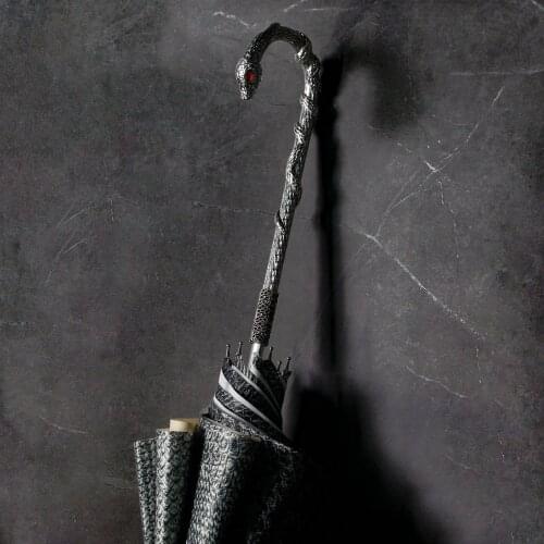 Mens Umbrella Long Handle Snake Pattern Retro Double Cloth Light Luxury Umbrella All Weather Customized Umbrella With Impact