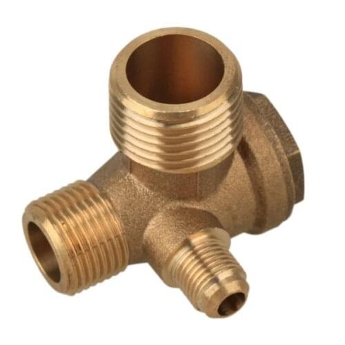 1Pcs 3 Port Brass Male Threaded Check Valve Connector Tool for Air Compressor