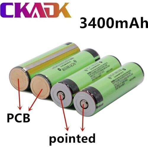 100% Original 18650 NCR18650B 3400mah Lithium Rechargeable 3.7v Battery with PCB for Flashlight Batteries