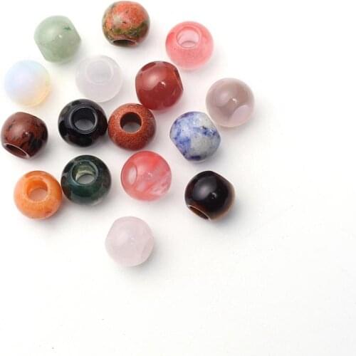 12pcs/lot Multicolour Large Hole Natural Stone Roses Quartz Beads Accessories Bracelet Necklace Loose Beads Jewelry Making Free