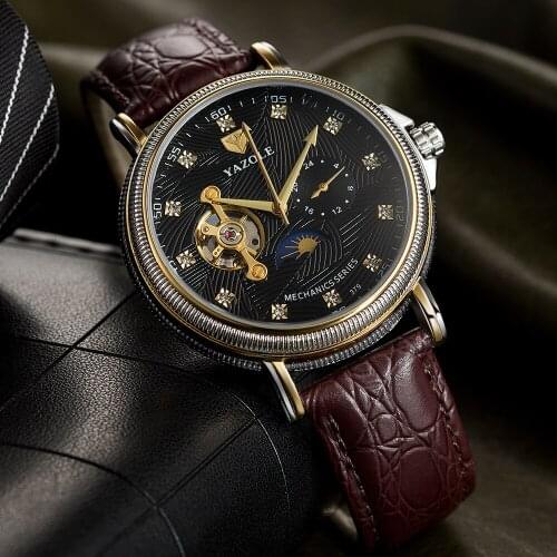 2021 Semi Automatic Tourbillon Mechanical Watch Men Fashion Business Waterproof Mechanical Watches Relogio Masculino