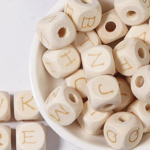 26Pcs Wood Letter Beads Bulk 12mm Wooded Alphabet A-Z Crafting Loose Bead