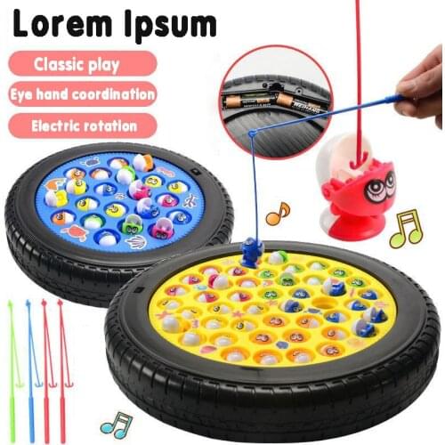 45pcs multiplayer interactive game video with music rotating magnetic fishing plate educational toys childrens Kids Gift