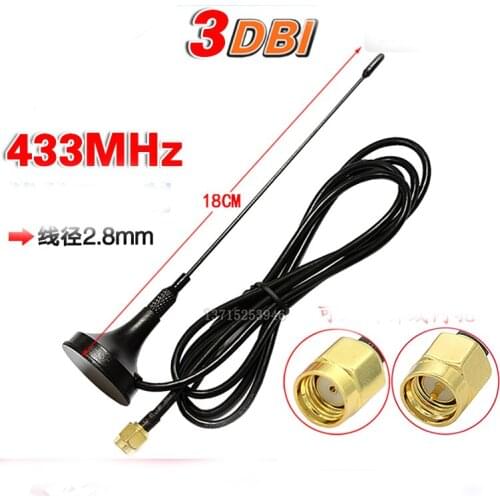 5PCS/Lot 433MHZ High gain small sucker Antenna RP-SMA-J male connector 3DBI RG174