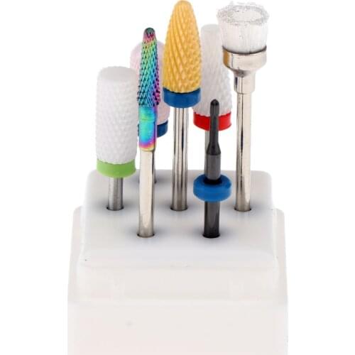 7x Ceramic Nail Drill Bit Electric Drill Machine Cuticle Remover Nail Brush