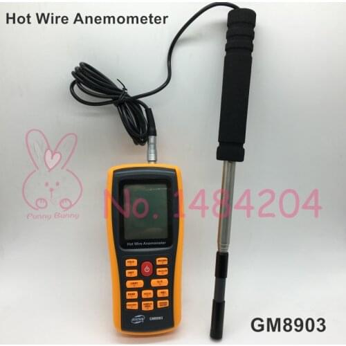 Hot Wire Anemometer GM8903 Air Velocity 30m/s Temp. 0-45 C Air Quantity 0-999900 m3/min with USB Interface Air Flow Meter