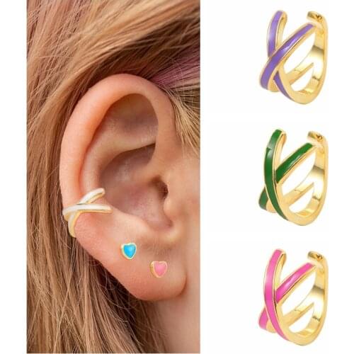 CANNER 2021 Trend Vintage Pendientes Plata 925 Sterling Silver Earring For Women Clip Earring No Earholes Cross Enamel Earring