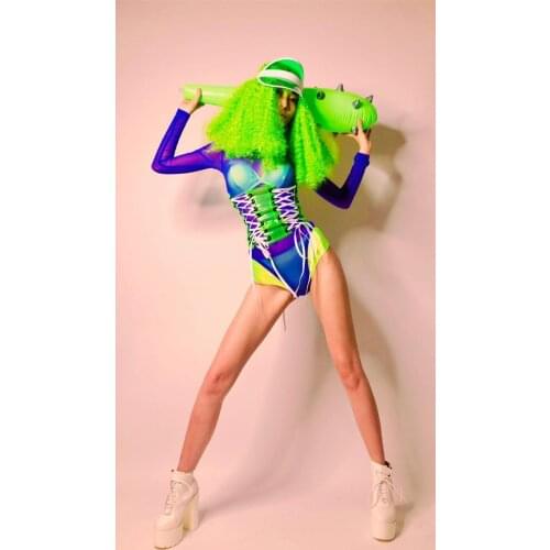 Bandage Body Shaping Bodysuit Performance Clothes Nightclub Bar Women Stage Outfit Sexy DJ Singer Dancer Performance Costume