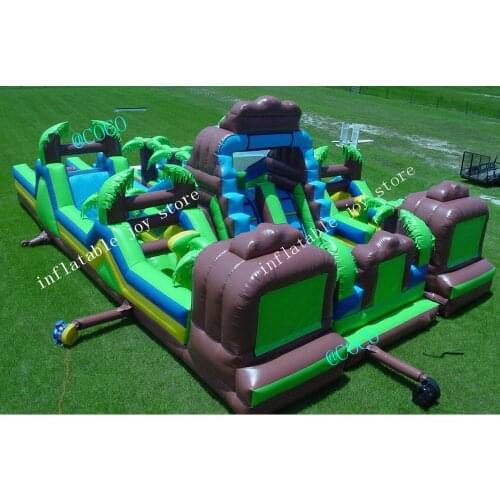 Free ship to sea port,customized tropical inflatable obstacle challenge course, team work buliding racing obstacle course